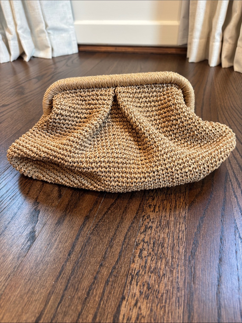 Straw Summer Pouch Bag, Modern Natural Wicker Handmade Clutch